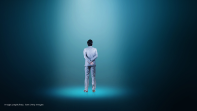 man standing in empty space